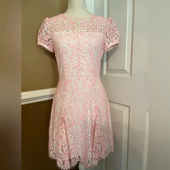 Juicy Couture White + Pink Lace Mini Dress Size 4 - Picture 5 of 12